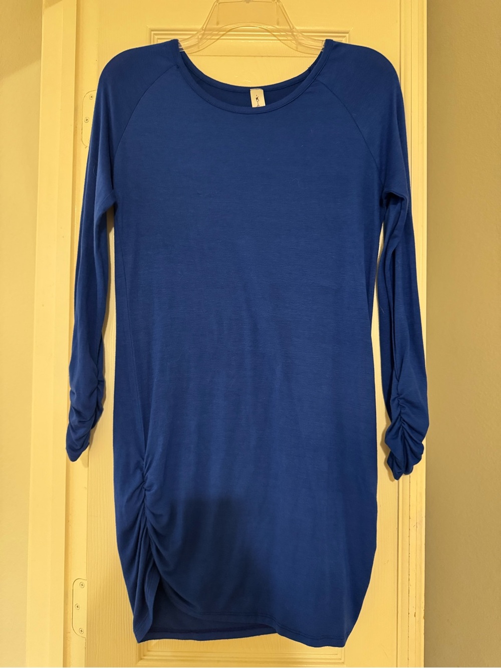 Vanilla Bay Rayon blend Royal Blue Long Sleeve Tunic with Side Ruching